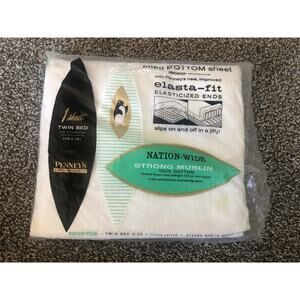 Vintage Penneys Fashion Manor Strong Muslin Cotton Bottom Fitted Sheet NWT